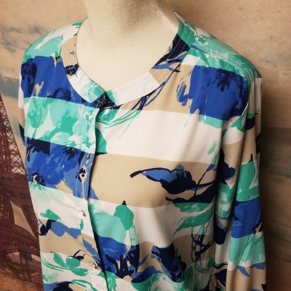 ⭐️ Liz Claiborne floral striped blouse - Picture 3 of 7